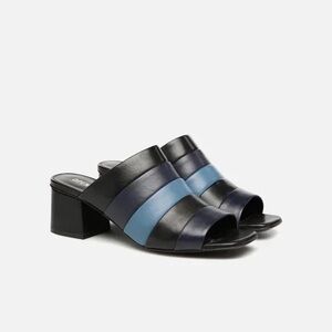 Opening ceremony black blue ellenha stripe block heeled sandal size 6.5